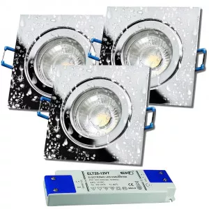 3er Set = 12Volt Bad Einbaustrahler Marin | IP44 | 5W | MCOB LED | inklusive LED Trafo 15Watt