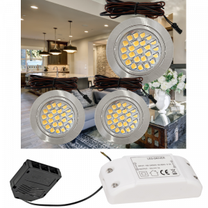 3 Stück Flache LED Möbel Einbaustrahler Mira - 12V - 2,4W - Loch 58 - 60mm