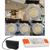 4 Stück Flache LED Möbel Einbaustrahler Mira - 12V - 2,4W - Loch 58 - 60mm