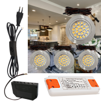 4 Stück Flache LED Möbel Einbaustrahler Mira - 12V - 2,4W - Loch 58 - 230V Zuleitung mit Schnurschalter