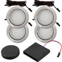 4er Set Flache LED Möbel Einbauspots Milena 12V - 3W - mit Dimmer und Fernbedienung