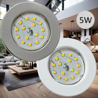 SMD LED Einbaustrahler Tom / 230V / 5W=50W / 400 Lumen / Silber oder Weiss