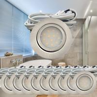 10 Stück - Flache LED Möbel Einbauleuchte New Lina 12V - 2W - 2 x LED Trafo und Verteiler