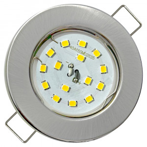 LED Einbaustrahler Tom | Flach | 230V | 7W | ET-30mm | Edelstahl gebürstet | STEP DIMMBAR
