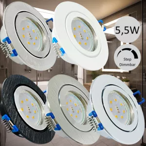 Step Dimmbar | 5W SMD LED Bad Einbauleuchte Marina 230 Volt | IP44