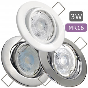 12Volt MCOB LED Einbaustrahler Tomas | 3Watt | Gu5.3 Sockel | MR16 Fassung | Mit LED Trafo