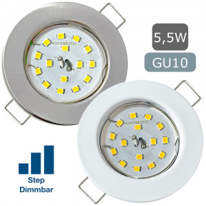 SMD LED Einbauspot Tom / 3 - Stufen Dimmbar per Lichtschalter / 230Volt / 5W