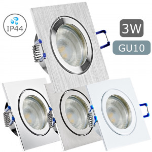 3W LED Bad Einbaustrahler Marin 230 Volt / 90 x 90 mm / IP44 / Quadratisch / 250 Lumen