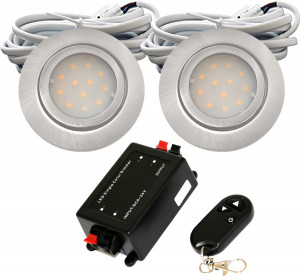 2er Set | Flache LED Einbauspots New Lina | 12V | 2W | LED Trafo und Funk-Dimmer
