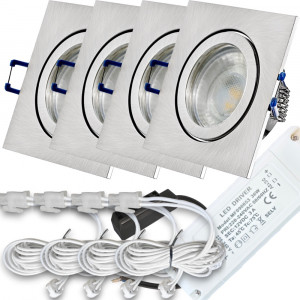 12V LED Einbaustrahler Set Marin IP44 4er Set 3W GU5.3 MR16 120cm AMP Kabel inkl. Trafo