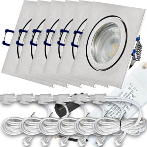 12V LED Einbaustrahler Set Marin IP44 6er Set 3W GU5.3 MR16 120cm AMP Kabel inkl. Trafo