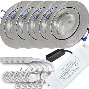 12V LED Einbaustrahler Set Marina IP44 5er Set 3W GU5.3 MR16 120cm AMP Kabel inkl. Trafo