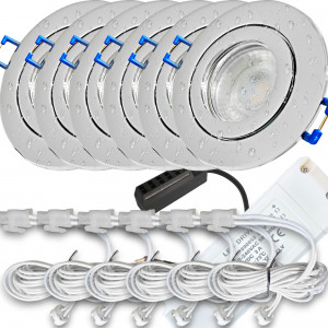 12V LED Einbaustrahler Set Marina IP44 6er Set 5W GU5.3 MR16 120cm AMP Kabel inkl. Trafo