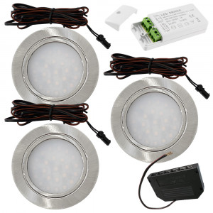 3 Stück Flache LED Möbel-Einbaustrahler Mila 12V - 2,4W - LED Trafo
