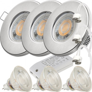 3er Set - LED Bad Einbaustrahler Aqua65 12V MR16 | IP65 | 5W 400lm | Mit LED Trafo