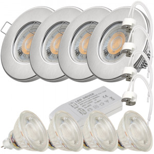 4er Set - LED Bad Einbaustrahler Aqua65 12V MR16 | IP65 | 3W 250lm | Mit LED Trafo