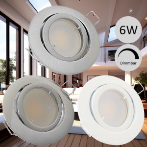 6W LED Einbauspots - Modell Timo - 230V - Dimmbar - Bohrloch 68 bis 73mm
