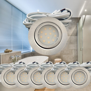 7er Set | Flache LED Möbel Einbauspots New Lina | 12V | 2W | LED Trafos | 72mm