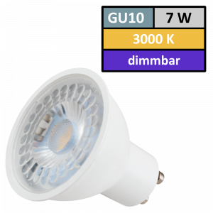 7Watt / LED Leuchtmittel Gu10 / DIMMBAR / 3000k / 450lm / 230Volt / Warm-Weiß