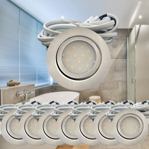 8er Set | Flache LED Möbel Einbauspots New Lina | 12V | 2W | LED Trafos | 72mm