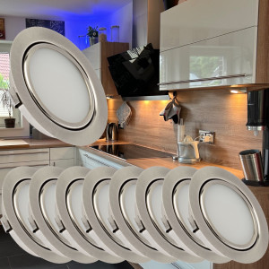 9 Stück - Flache LED Möbel Einbauleuchte Milena 12Volt - 3Watt - 190Lumen - Milchglas