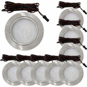 9 Stück Flache LED Möbel-Einbaustrahler Mila 12V - 2,4W - 2 x LED Trafos