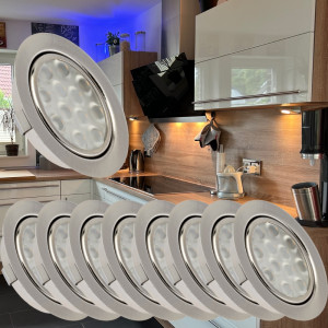 9 Stück LED Möbel Einbauleuchten 12V | 3W | Einbautiefe 12mm | Loch = 55 - 60 mm