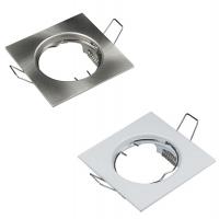 Quadratische Einbaufassung / 12Volt / OHNE Leuchtmittel / MR16 Fassung / Weiß / Silber