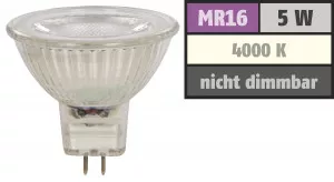 Reflektor COB LED Leuchtmittel 12Volt - 5Watt - NEUTRALWEISS - 420 Lumen - Sockel Gu5.3 - 36° Lichtkegel