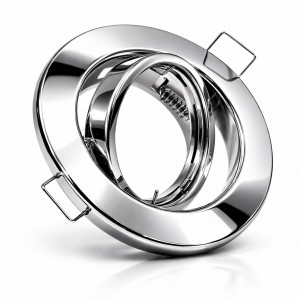 Einbaurahmen GU10 230V Chrom – schwenkbar, Ø68–75mm, für LED/Halogen Ø50mm, ohne Leuchtmittel