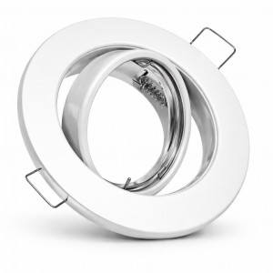 Einbaurahmen GU10 230V Weiß – schwenkbar, Ø68–75mm, für LED/Halogen Ø50mm, ohne Leuchtmittel