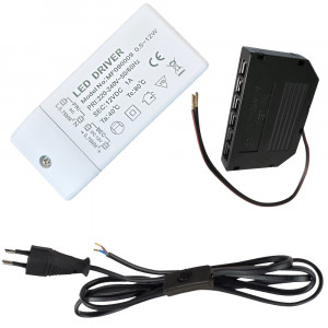 Elektronischer LED Transformator 12W mit Miniverteiler 230V Zuleitung und Schnurschalter
