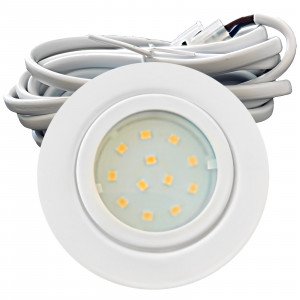 Flache IP44 LED Möbel Einbauspots New Lina 12V - 2W - Weiss - 72mm