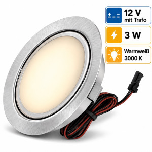 Flache LED Möbel Einbauleuchte Milena 12Volt - 3Watt - 180Lumen - Milchglas