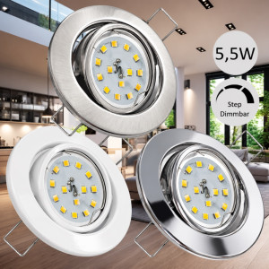 Flacher SMD LED Einbaustrahler Tomas | 230V | 5W | STEP DIMMBAR | ET=30mm
