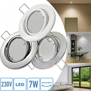 Flacher SMD LED Einbaustrahler Tomas | 230V | 7Watt | ET=30mm | Milchglas