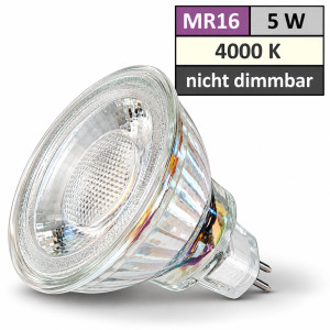 Reflektor COB LED Leuchtmittel 12Volt - 5Watt - NEUTRALWEISS - 420 Lumen - Sockel Gu5.3 - 36° Lichtkegel