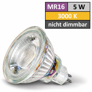 Reflektor COB LED Leuchtmittel 12Volt - 5Watt - WARMWEISS - 400 Lumen - Sockel Gu5.3 - 36° Lichtkegel