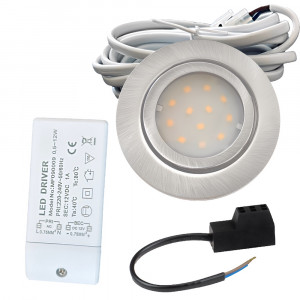 Sets Flache LED Einbauleuchte - 12V - 2W - Silber - 72mm - mit Trafo