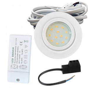 Sets Flache LED Einbauleuchte - 12V - 2W - Weiss - 72mm - mit Trafo