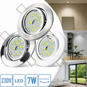 SMD LED Einbaustrahler Tomas / 230V / 7Watt / Schwenkbar / Rostfrei